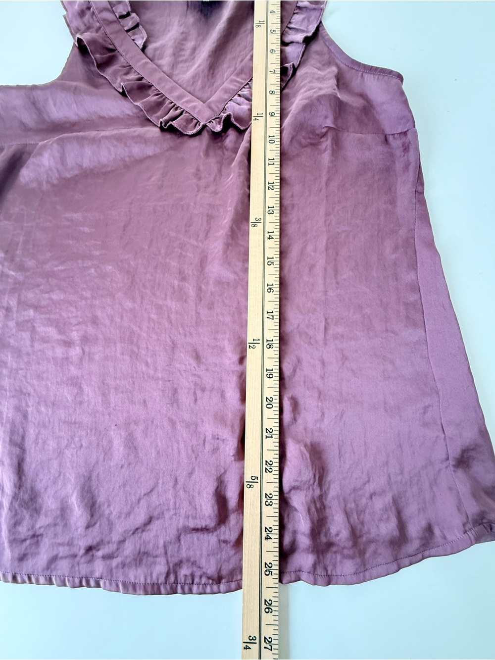 Cabi Dusty Mauve Ruffle Neck Sleeveless Blouse XS - Picture 8 of 8